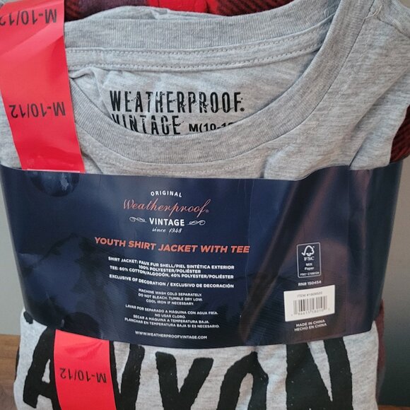 Weatherproof Boys' Sherpa Lined Shirt Jacket/Tee Shirt Set. NEW. Boys Size US 10 - Picture 2 of 3